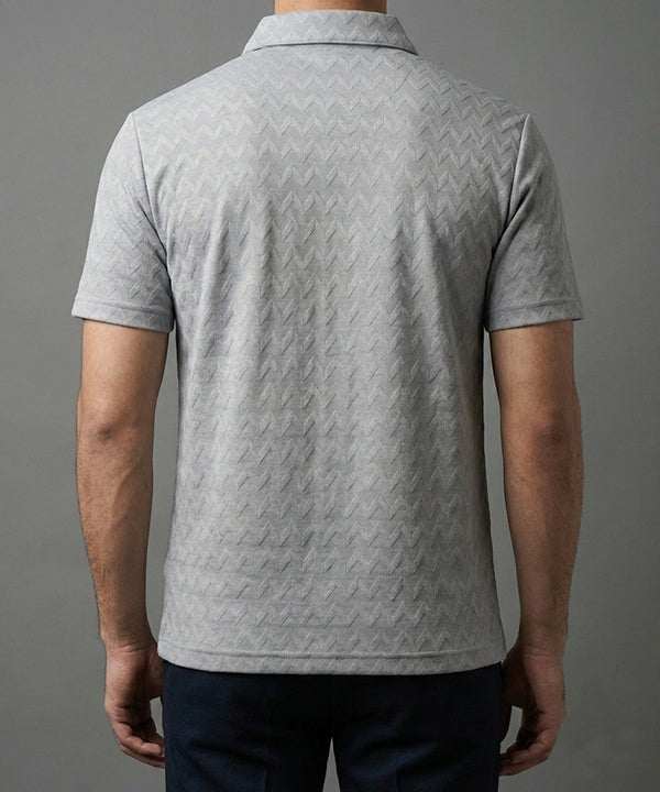 Men's T-Shirt Collar Grey Zip Style Tsh-7022