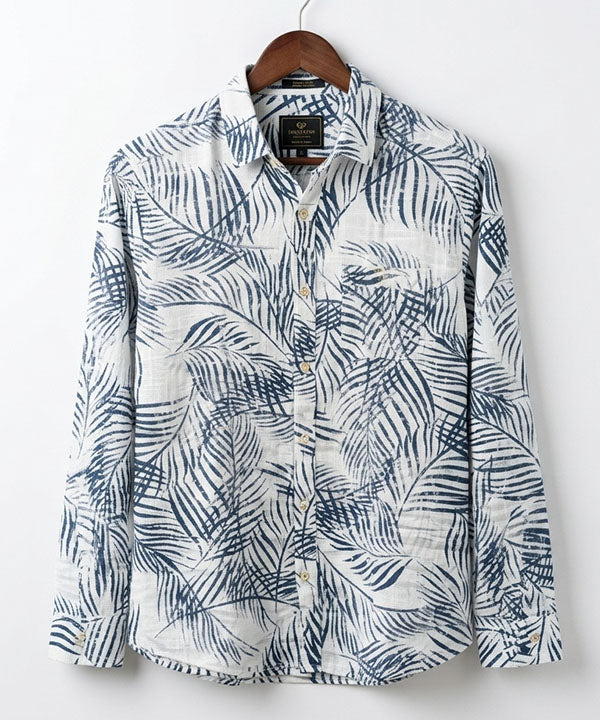 Men's Over Size Casual Shirt - Printed White Shc-1978 ORG
