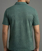 Men's T-Shirt Collar Green Zip Style Tsh-7024