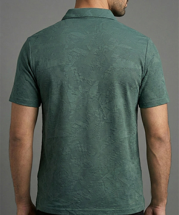 Men's T-Shirt Collar Green Zip Style Tsh-7024
