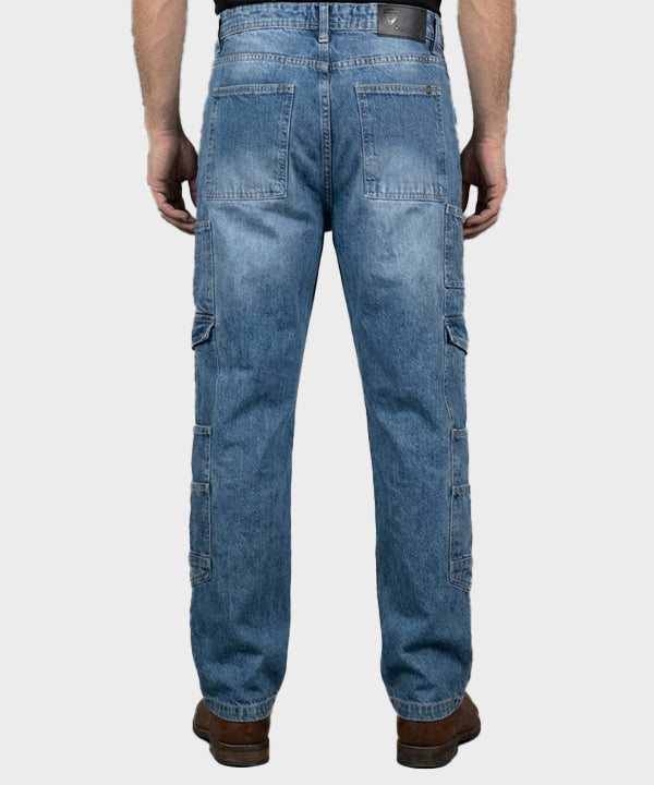 Men's Smart Baggy Denim - 10 pocket Blue Jp-2088