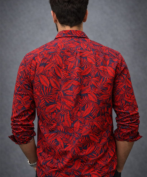 Men's Casual Shirt - Shc-1077 Red Floral