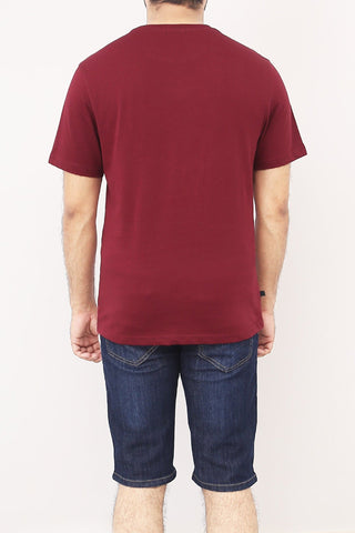 Crew Neck Peace Printed Tee Tsh-5247 Maroon