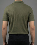 Men's T-Shirt Collar Green Zip Style Tsh-7021