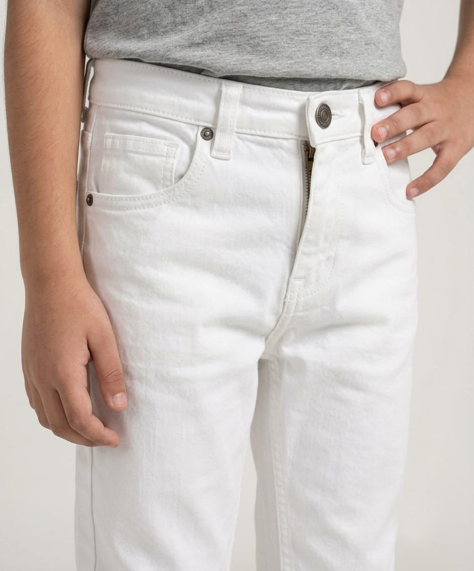 Boys Smart Baggy - White - Jeans - BJP-0317