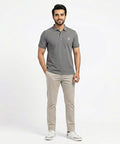 Premium Ribbed Collar Polo T-Shirt Grey TSH-7162