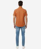 Men's Casual Shirt Half Sleeves - Rust Shc-1927 Strech Fabric (ORG)