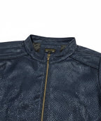 Men's Leather Jacket - Blue Jk-0314