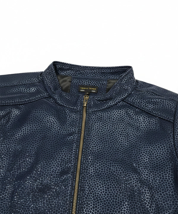 Men's Leather Jacket - Blue Jk-0314