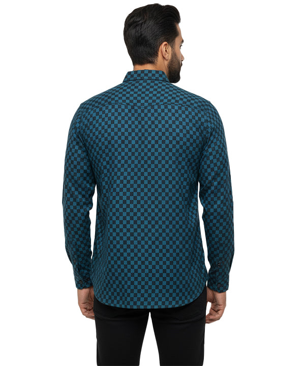 Men's Casual Printed Shirt - Shc-1544 Printed Blue