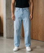 Men's Denim Smart Baggy Jeans - Ice-Blue - JP-2265