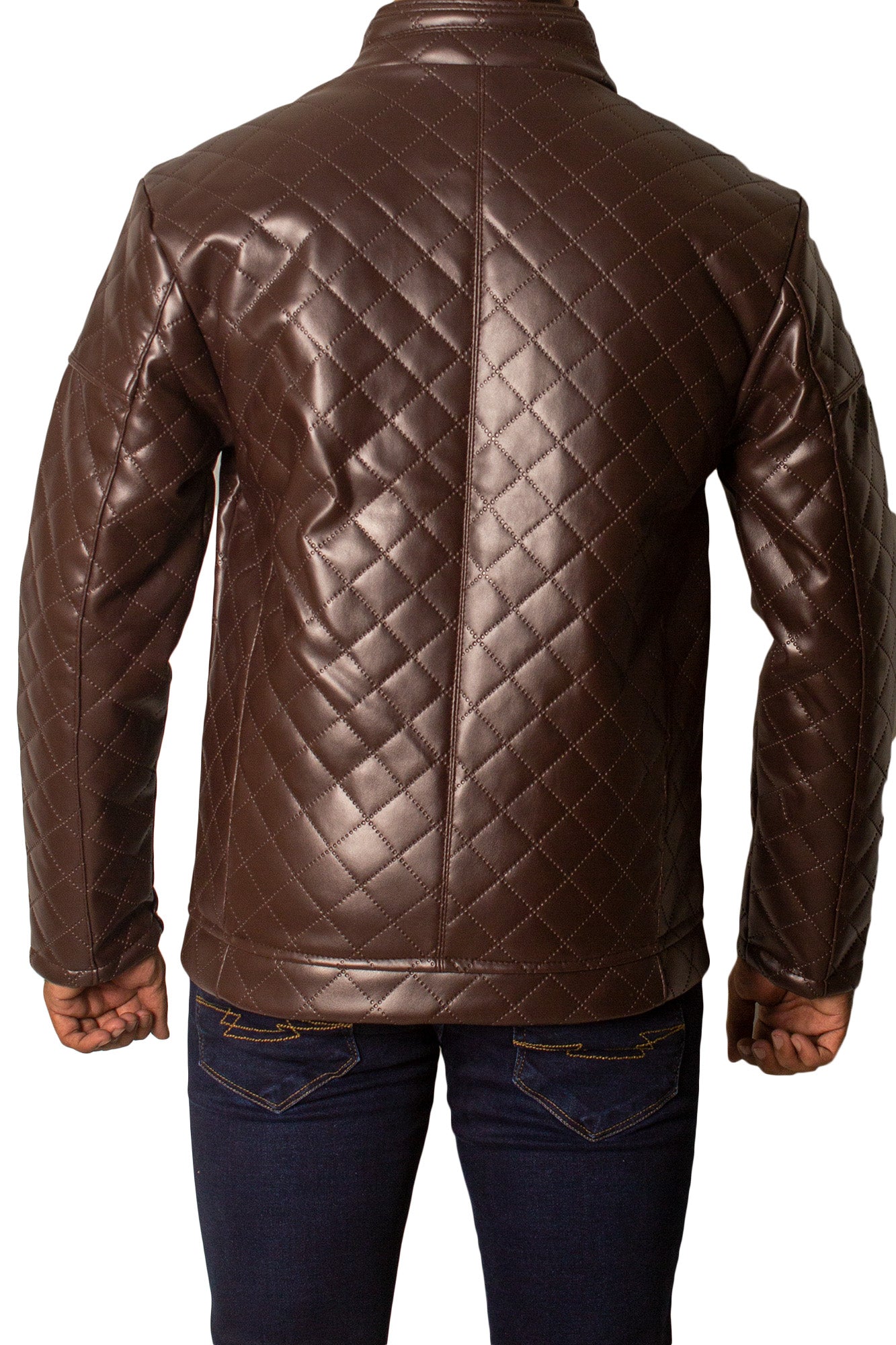 Men's Faux Leather Jacket Jk-0337 Coffee