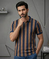 MEN'S T-SHIRT COLLAR NAVY STRIPE TSH-7160
