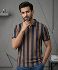 MEN'S T-SHIRT COLLAR NAVY STRIPE Old Money TSH-7160