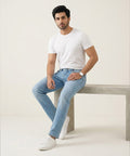 Men's Denim Straight Fit Jeans - Sky-Blue - JP-2262