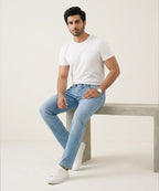 Men's Denim Straight Fit Jeans - Sky-Blue - JP-2262