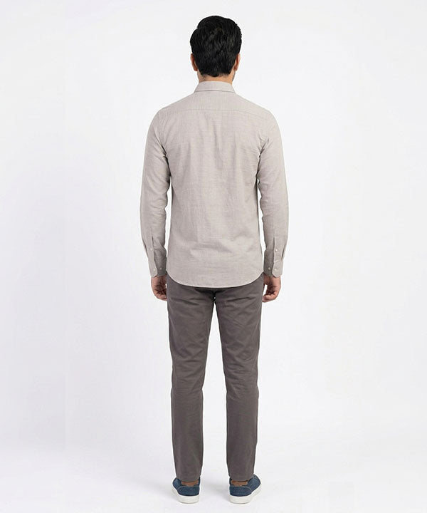 Men's Casual Shirt - L Grey Stripe Shc-1619 ORG