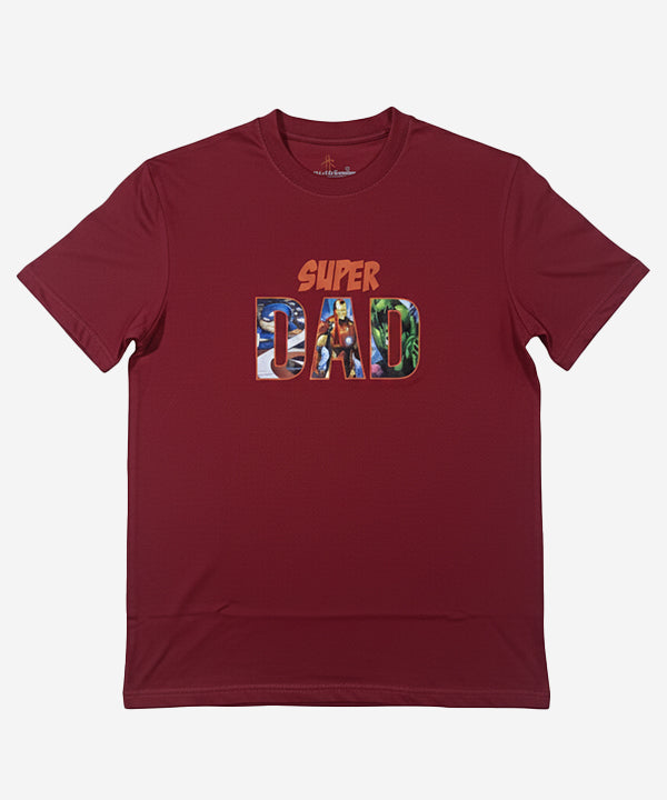 HR Clothing Men’s Super Dad Printed T-Shirt – Maroon TSH-5921