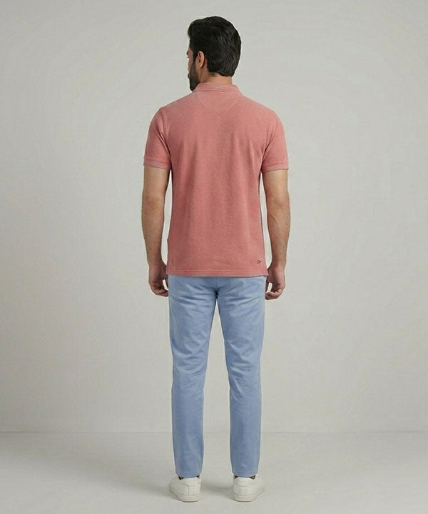 Premium Ribbed Collar Polo T-Shirt Pink TSH-7162