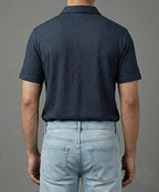 Men's T-Shirt Collar Navy Zip Style Tsh-7021