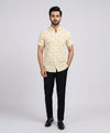 Men's Casual Printed Yellow Half Sleves Shc-1777