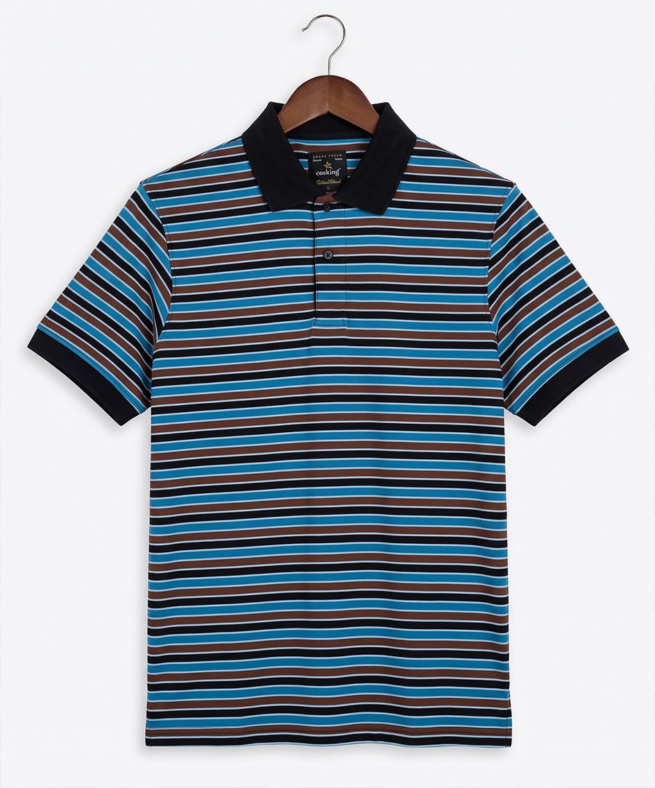 MEN'S T-SHIRT COLLAR MAROON STRIPE BASIC TSH-5916