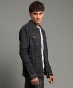 HR Clothing Men's Denim Jacket - Mid Black Jk-0341