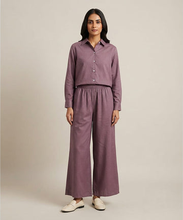 Women's Solid Co-Ord Set D-Purple LTP-0037