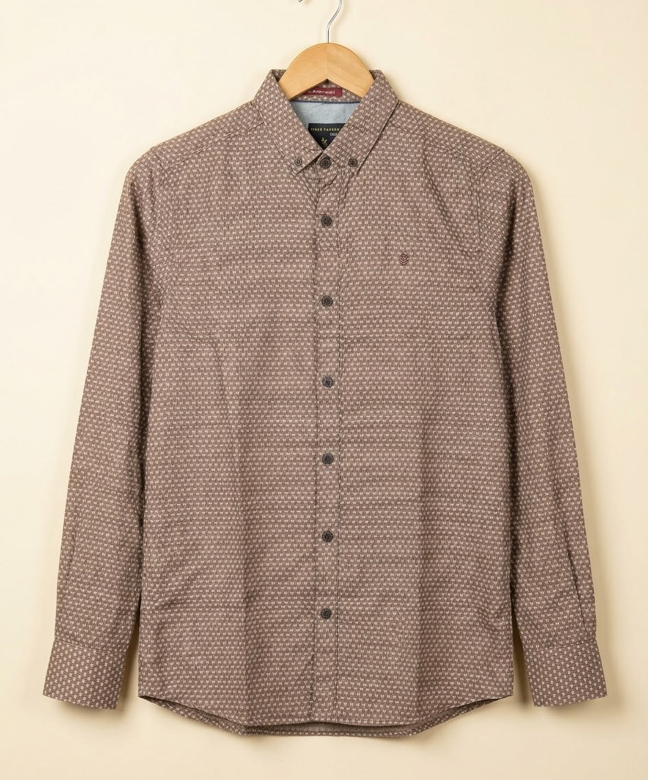 Men's Casual Shirt - Brown-Dotted Shc-1717 (ORG-H)