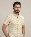 Men's Casual Printed Yellow Half Sleves Shc-1777