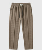 Waffle Knit Elastic Waist Trousers - Coffee Lwr-0694