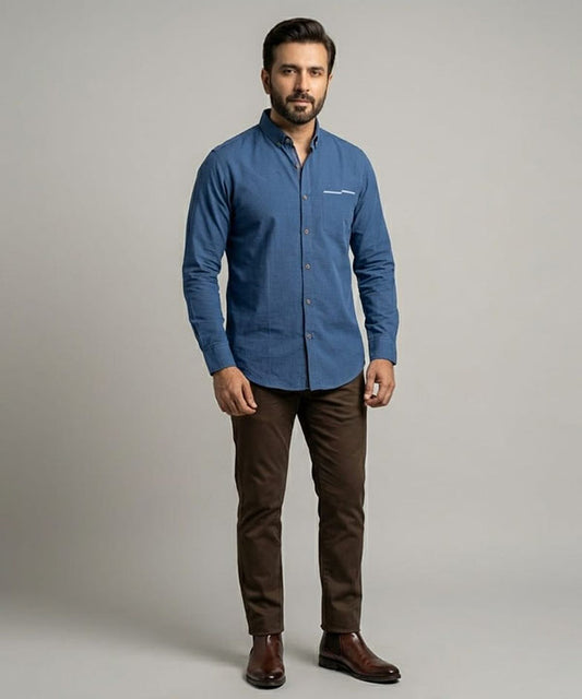 Men's Casual Shirt - Shc-1062 Dotted Blue