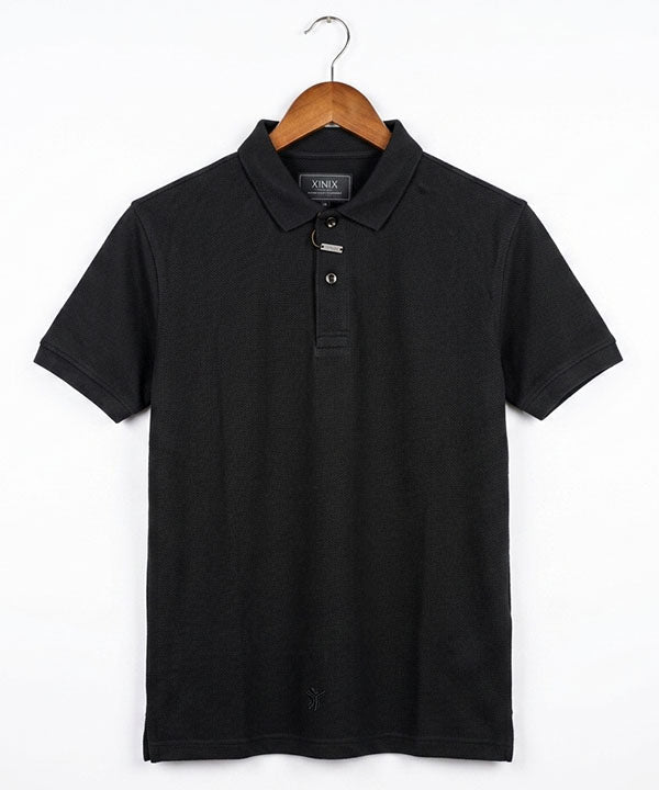 A|X Logo Self-Textured Polo T-Shirt TSH-7163 Black