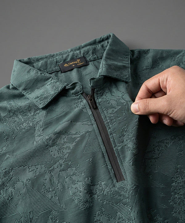 Men's T-Shirt Collar Green Zip Style Tsh-7024
