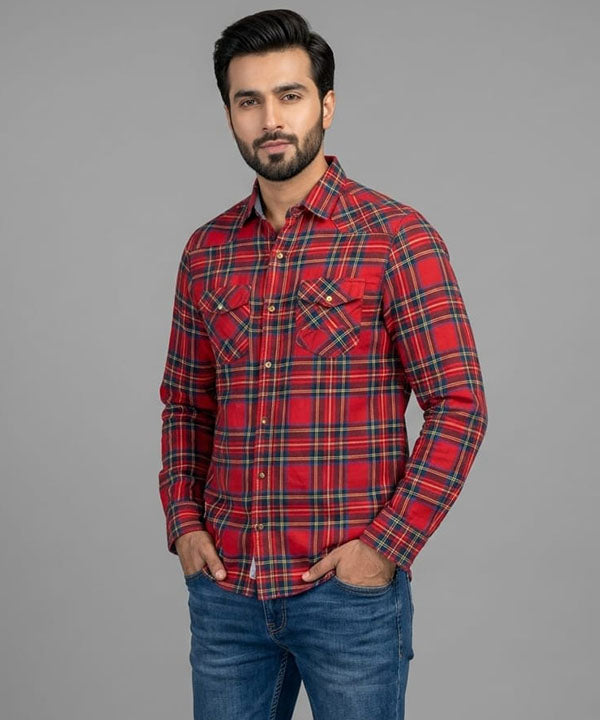 Men's Casual Shirt - Shc-1579 Red Chk