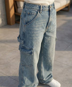 HR Clothing Women's Full Baggy Denim Jeans - JP-2080 – Wash-Blue