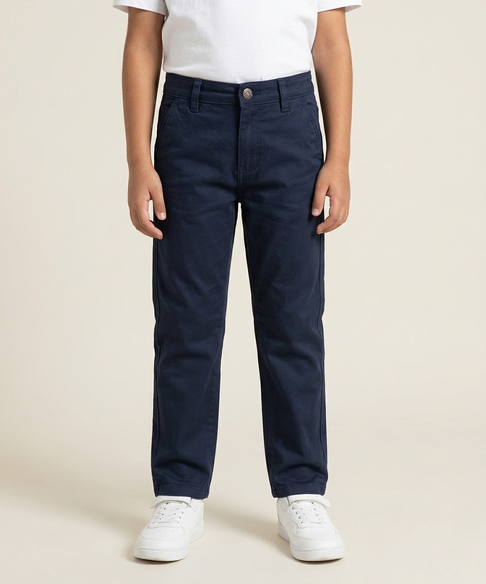 Kids Cotton Self-Navy Chino Pant - Bcp-0052