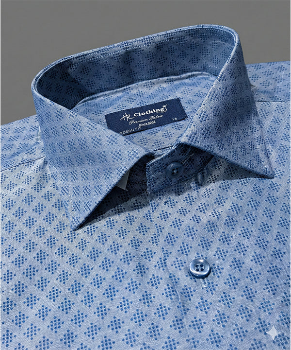 Men's Dress Shirt - Texture Blue Dsh-0289
