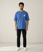 HR Clothing Men's Blue Printed Drop Shoulder T-Shirt - TSH-5762