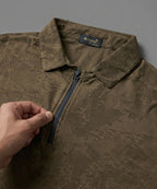Men's T-Shirt Collar Brown Zip Style Tsh-7024