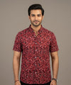 Men's Casual Printed Maroon Half Sleves Shc-1778