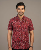 Men's Casual Printed Maroon Half Sleves Shc-1778