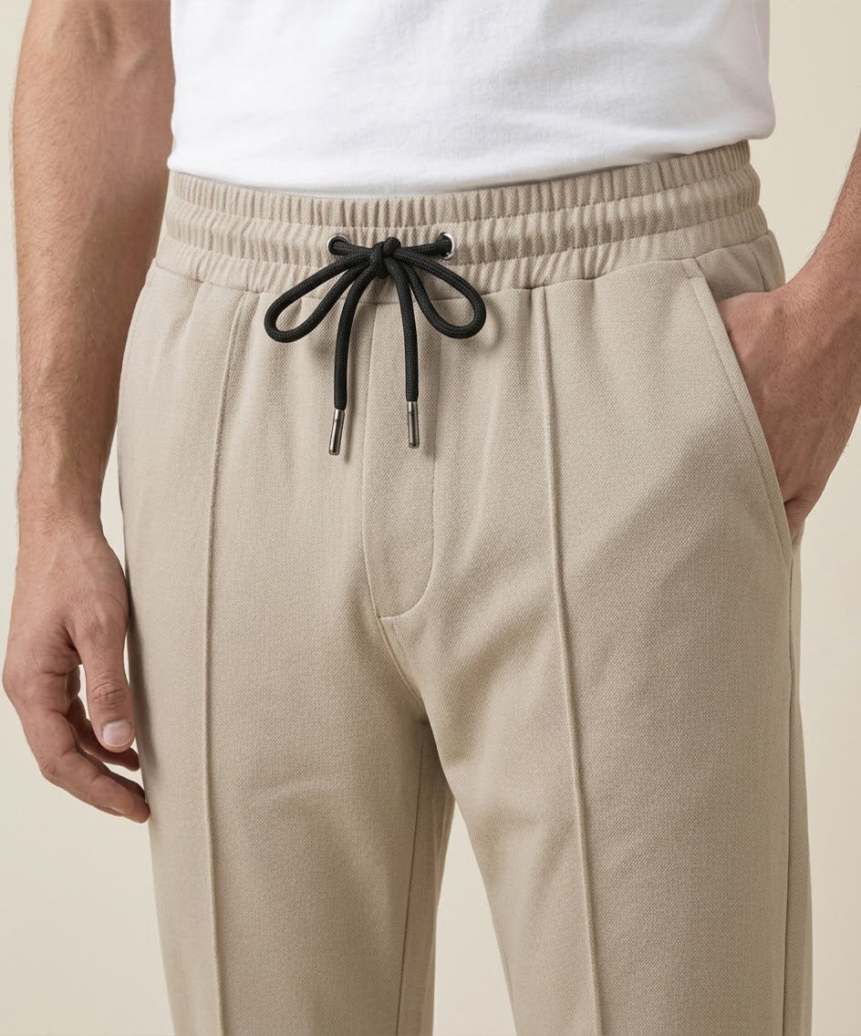 Men’s Inter Lock Smart Baggy Waffle Trouser– LWR-0714 Beige
