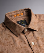 Men's Casual Shirt - Texture Brown Shc-1971 Strech Fabric (ORG)