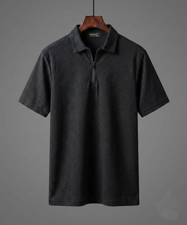 Men's T-Shirt Collar Black Zip Style Tsh-7020