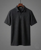 Men's T-Shirt Collar Black Zip Style Tsh-7020