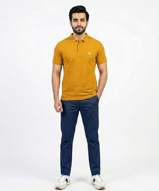 Premium Ribbed Collar Polo T-Shirt Mustard TSH-7162