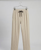 Men’s Pinstripe Drawstring Smart Baggy Trousers- LWR-0688 Beige Stripe