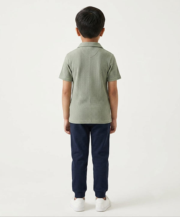 HR clothing Kids Half Sleeves Shirt - L-Green BSH-0116
