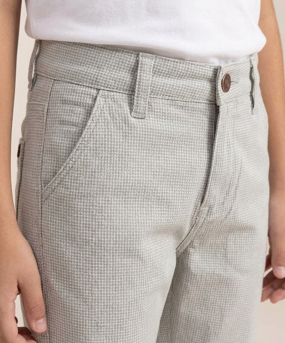 Kids Cotton Texture-White Chino Pant - Bcp-0052